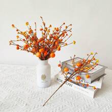 1pc Cành bí ngô nhân tạo thu hoạch Lễ Tạ ơn Halloween Mùa thu Trang trí nhà Bố trí hoa nội thất thực tế, Trang trí Halloween, Trang trí nhà Tiệc Halloween - trái cam - Xem 5