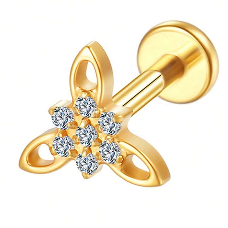 Helix Conch Titanium Piercing Ear Piercing Nose Piercing Labret Tragus 1.2X8 - 金色 - 查看 1
