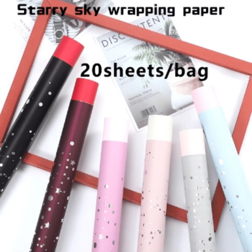 Bộ 20 tờ giấy gói tối giản hình bầu trời đầy sao lấp lánh Giấy gói cao cấp dày hai màu chống thấm nước - Nhiều màu - Xem 1