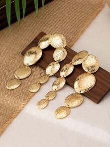 1 par de pendientes grandes y exagerados con estilo de parche agrietado, moda de estilo callejero para mujeres