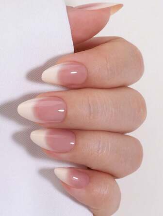 24/48 件极简风格适合女孩日常佩戴，多色短假指甲片，裸白色渐变色，闪光猫眼指甲，甜美设计，含凝胶抛光和指甲锉按压指甲美甲用品