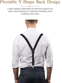 2pcs/Set Men Solid Color Bow Tie And Suspender Set: Solid Color Y-Back Suspenders And Self-Tie Bow Tie - Suitable For Wedding Outfit, Teen Casual Outdoor Athletic Or Vacation Travel Or Graduation Gifts Or Birthday Dress Accessories Or Daily Wear - Multicolor - View 4