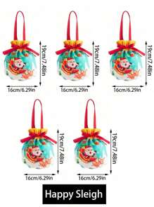 1 pieza/5 piezas/10 piezas Bolsas de regalo de Navidad, Bolsa de regalos de Papá Noel, Bolso de muñeco de nieve navideño, bolsas de Apple para regalo en Nochebuena, Empaque de frutas navideñas, Regalos para dulces, Recuerdos decorativos
