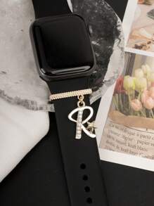 1pc Personalized Pattern Design 26 Alphabet Watch Band Charm Decoration ,Compatible With Apple Watch Band Letter Accessories Compatible With Galaxy Watch Strap Charms Decor,Perfect Birthday Gift