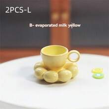 2件套迷你陶瓷杯、迷你咖啡杯碟、微缩场景娃娃屋配件、创意造型迷你咖啡杯、花碟装饰玩具、北欧风Ins流行马卡龙系列咖啡杯、向日葵咖啡陶瓷杯碟 - 彩色 - 查看 16