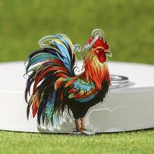 7 piezas Llaveros de gallo de acrílico, llaveros creativos de diseño colorido, colgante de mochila, regalo para amigos - Multicolor - Ver 3
