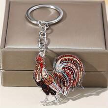 7 piezas Llaveros de gallo de acrílico, llaveros creativos de diseño colorido, colgante de mochila, regalo para amigos - Multicolor - Ver 6