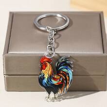 7 piezas Llaveros de gallo de acrílico, llaveros creativos de diseño colorido, colgante de mochila, regalo para amigos - Multicolor - Ver 8