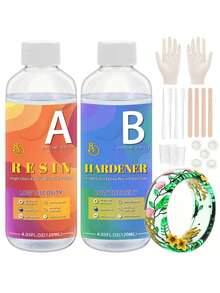 Nhựa Epoxy 500ml, Bộ nhựa Epoxy cho người mới bắt đầu, Nhựa Epoxy trong suốt cho đồ thủ công, Làm đồ trang sức DIY, Tỷ lệ pha trộn 1:1, Không có bọt khí và không ố vàng - Nhựa epoxy - Xem 12