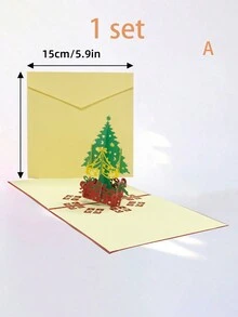 带信封的 3D 圣诞弹出卡片，多功能趣味贺卡，适用于圣诞节、感恩节和万圣节、冬季活动派对邀请卡、圣诞快乐祝福卡、生日礼物装饰卡、双面图案设计雪人圣诞老人圣诞树麋鹿图案 - 送给朋友或家人的完美礼物 - 彩色 - 查看 8