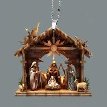 Acrylic Nativity Scene Car Ornament With Rope – Easy To Hang For Holiday Decorations, Christmas, Thanksgiving, And Year-Round Festive Display Gifts Birthday Graduation Christmas Decorations Winter Room Decor - Multicolor - View 14