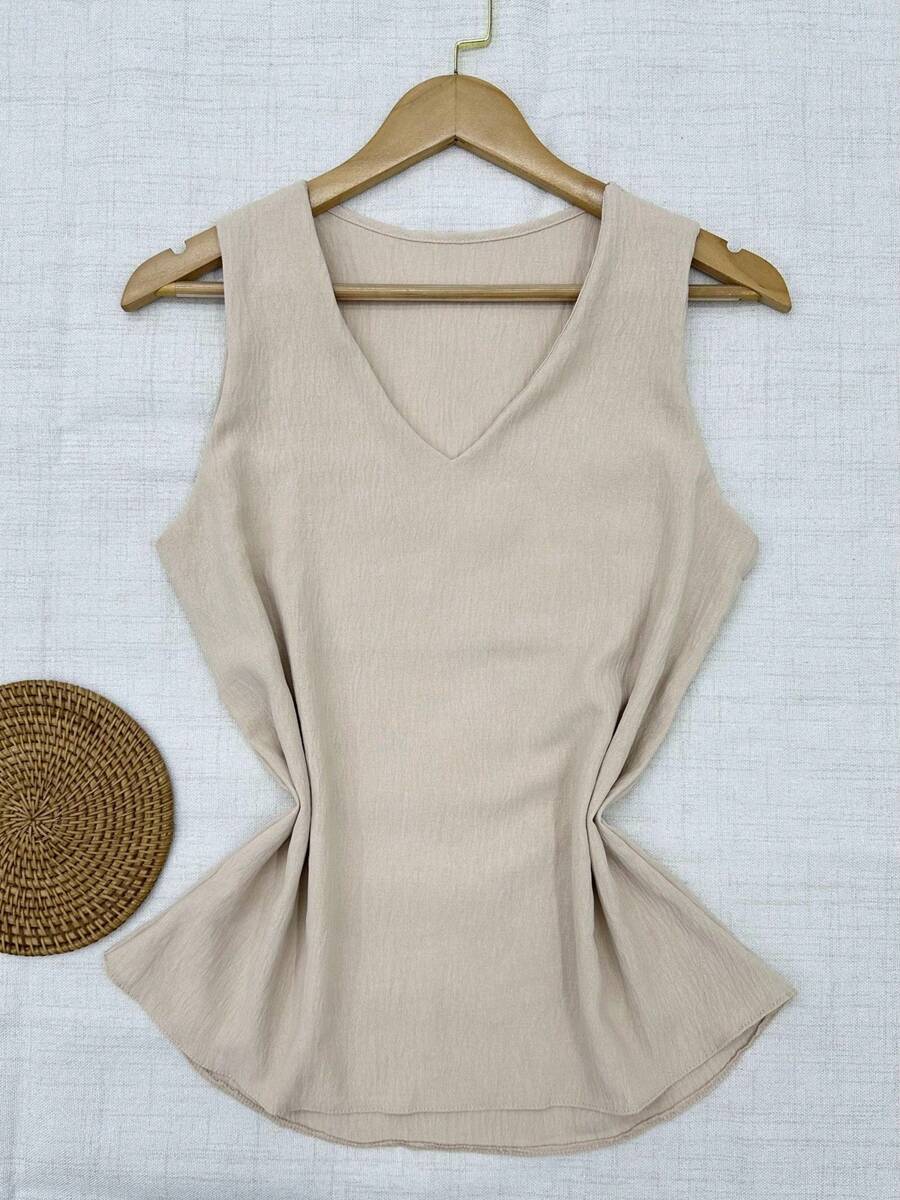 Women's Fashion Tank Top - 杏色 - 查看 1