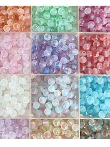 120-Piece Spring Pastel Frosted Glass Beads Set, 8MmRound - Ideal For Diy Bracelets, Necklaces & Creative Jewelry Crafting - Multicolor - View 10