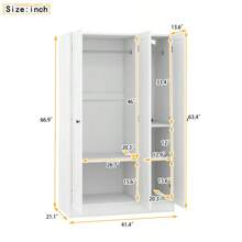 3-Door Shutter Wardrobe With Shelves, White