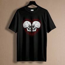 Heart T-Shirt Skull Love Design Unisex Male Female 100% Cotton Top Premium Streetwear New Release Fast Shipping Various Colors!! Plus Size - 黑色 - 查看 2