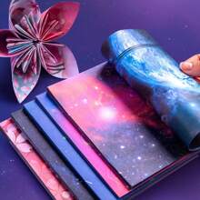 50 piezas de hojas de papel de origami con estampado de cielo estrellado, papeles de colores brillantes impresos por ambas caras para manualidades infantiles, jardín de infancia - Multicolor - Ver 9