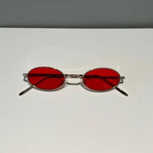 Small Round Villain Sunglasses Men Women Stylish Unique UV400 Original - 紅色 - 查看 5