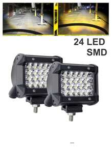LED Headlights 12 SMD Dual Color Work Lights Off Road Lighting Bars For Car Motorcycle Pair - Black - View 1