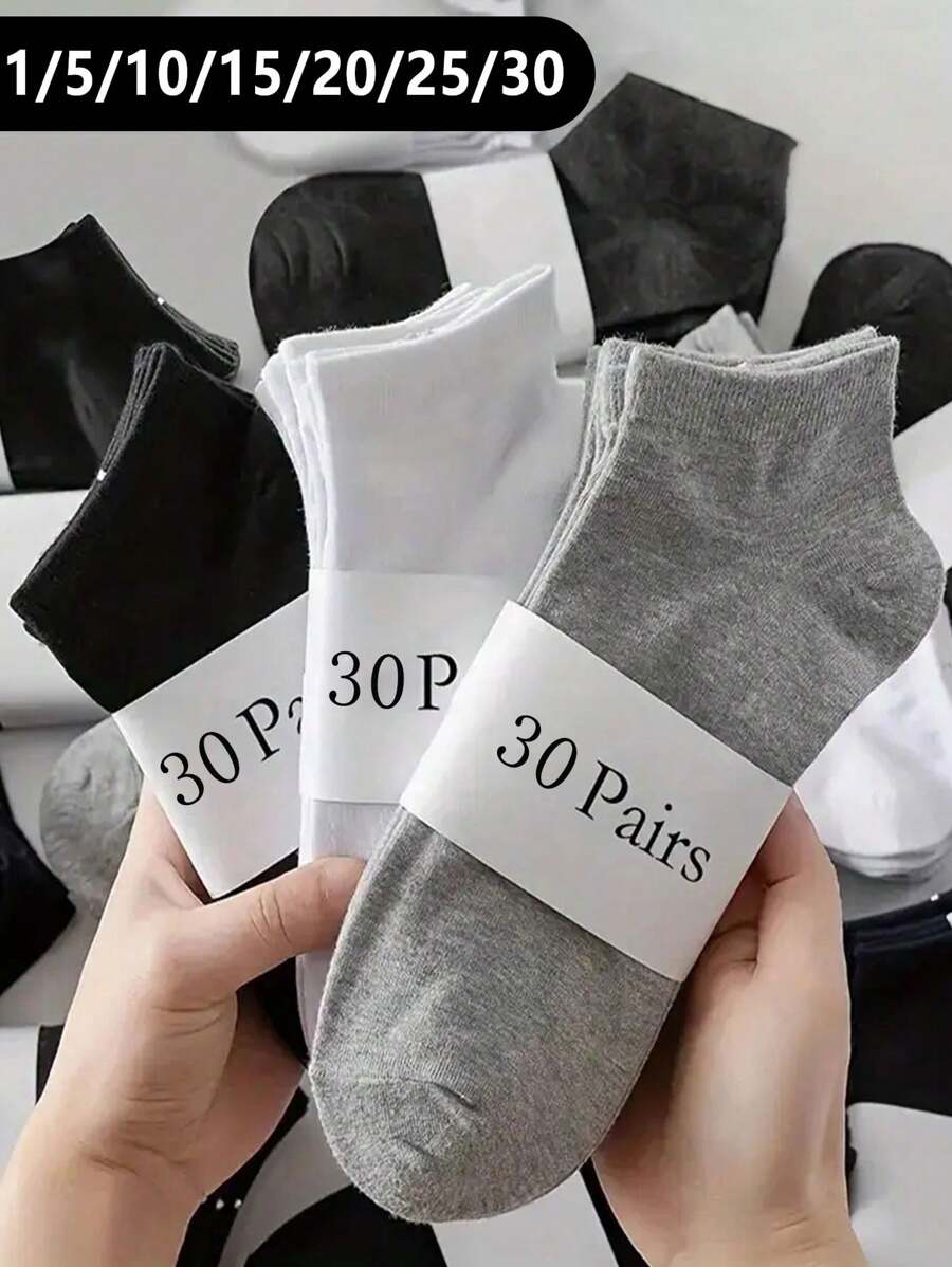 1/5/10/15/20/25/30Pair Men Socks Essential Ankle Sports Socks, Soft & Lightweight All-Match Low Cut Ankle Socks, Women's Stockings & Hosiery, For Gym, Fall - Multicolor - View 1