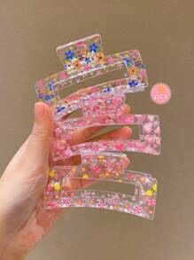3 piezas Pinzas para el cabello rectangulares de colores para niñas