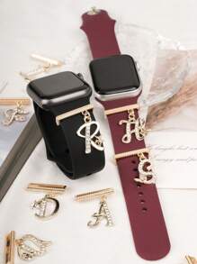 1pc Personalized Pattern Design 26 Alphabet Watch Band Charm Decoration ,Compatible With Apple Watch Band Letter Accessories Compatible With Galaxy Watch Strap Charms Decor,Perfect Birthday Gift