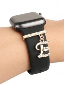 1pc Personalized Pattern Design 26 Alphabet Watch Band Charm Decoration ,Compatible With Apple Watch Band Letter Accessories Compatible With Galaxy Watch Strap Charms Decor,Perfect Birthday Gift
