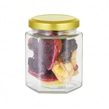 72 Pack 196ml/7oz Jam Jars With Lids Hexagonal Glass Jam Jars Honey Jars Pickles Chutneys Storage With Screw Gold Lids - Gold - View 1