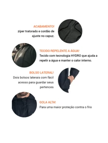 Ripoll Men's Water Repellent Windbreaker Jacket With Hood And Pocket - Black - View 4