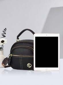 PLANEE 2024 新款时尚多功能便携斜挎包，通勤小方包，大容量休闲复古风，女士软皮手机包，母亲节最佳礼物 - 黑色 - 查看 4