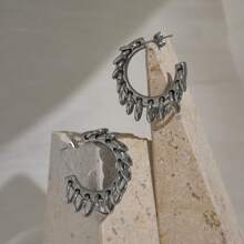 Neue Ketten-Quasten Creolen-Ohrringe, Edelstahl Creolen-Ohrringe für Frauen, Punk-Stil, Cool in zweifarbigem Edelstahl, Schmuckzubehör