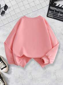 Tween Girl Leopard Heart Print Crew Neck Sweatshirt, Long Sleeve Knit Girls Hoodie