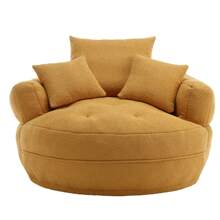 Bean Bag Chair Lazy Sofa /Footstool Durable Comfort Lounger High Back Bean Bag Chair Couch For Adults, Indoor(No Turntable/Yellow)