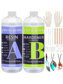 Nhựa Epoxy 500ml, Bộ nhựa Epoxy cho người mới bắt đầu, Nhựa Epoxy trong suốt cho đồ thủ công, Làm đồ trang sức DIY, Tỷ lệ pha trộn 1:1, Không có bọt khí và không ố vàng - Nhựa epoxy - Xem 11