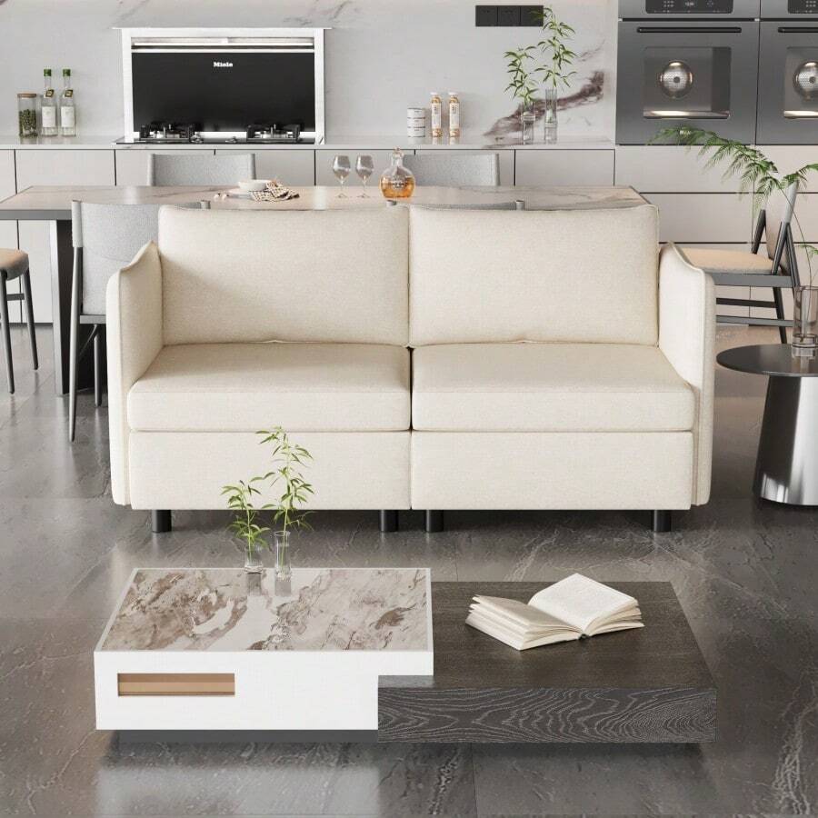 Love Seat Couches, 2 Seater Loveseat Mid Century Modern Sofa Couch With