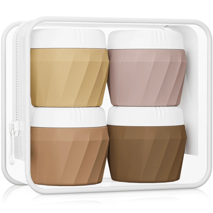 4 lọ silicon du lịch, hộp đựng du lịch chống rò rỉ được TSA chấp thuận có túi đựng mỹ phẩm, kem - Nhiều màu - Xem 1