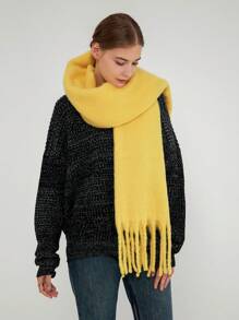 1 件女士纯色休闲涤纶围巾，适合秋冬季户外、通勤、日常穿着