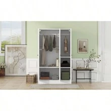 3-Door Shutter Wardrobe With Shelves, White