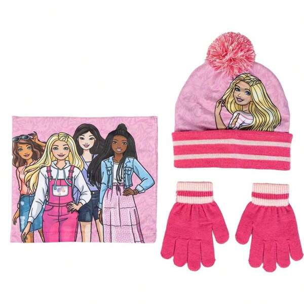 Cerdá Conjunto Barbie Snood de 3 peças (chapéu, gorro e luvas) 2/8 anos. (Cerdá 2200010253) ✅ Entrega 24/48 horas para Espanha (península)