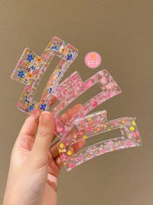 3 piezas Pinzas para el cabello rectangulares de colores para niñas