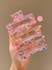 3 piezas Pinzas para el cabello rectangulares de colores para niñas