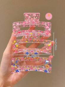 3 piezas Pinzas para el cabello rectangulares de colores para niñas