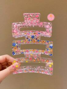 3 piezas Pinzas para el cabello rectangulares de colores para niñas