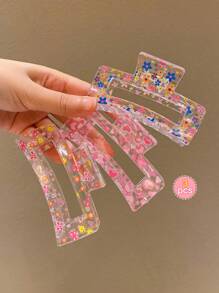3 piezas Pinzas para el cabello rectangulares de colores para niñas