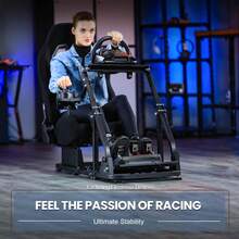 Minneer Sim Racing Cockpit Adjustable With Black Seat Fit For G923 G29 G920,Fanatec,Racing Wheel Stand Without Steering Wheel,Pedal,Shifter - Black - View 5