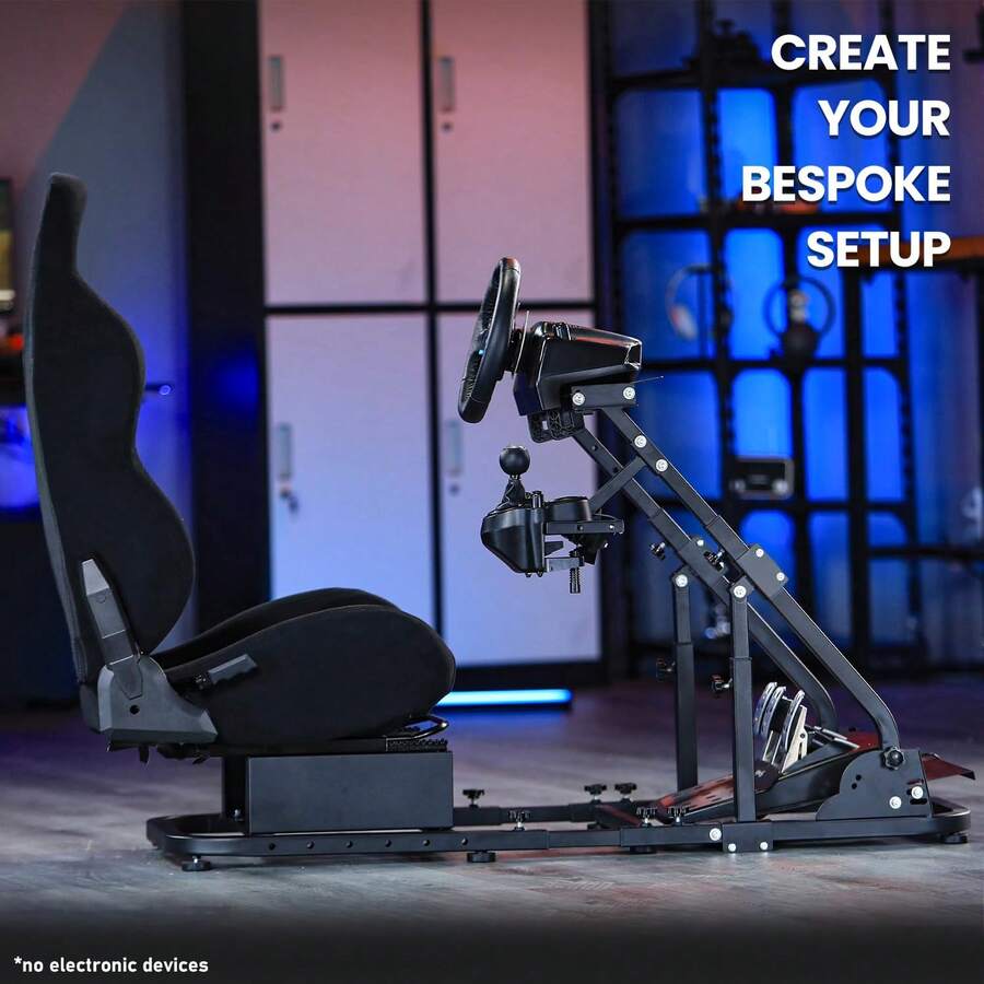 Minneer Sim Racing Cockpit Adjustable With Black Seat Fit For G923 G29 G920,Fanatec,Racing Wheel Stand Without Steering Wheel,Pedal,Shifter - Black - View 1