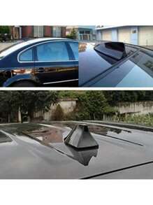 1pc Car Shark Fin Antenna, Waterproof Cute Fin Shape Automobile Antenna Base, Self-Adhesive Wireless Signal Base, Universal Car Accessories Fit Most Vehicles - Black - View 7