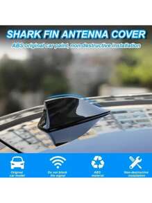 1pc Car Shark Fin Antenna, Waterproof Cute Fin Shape Automobile Antenna Base, Self-Adhesive Wireless Signal Base, Universal Car Accessories Fit Most Vehicles - Black - View 5