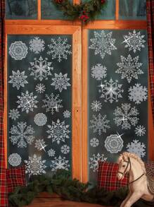 62pcs Glitter Snowflake Window Stickers Sparkling Snowflake Window Clings Winter Wonderland Decorations For Home Party,Stickers,Wall Decal, Vinyl Decal For Home Decorations,Spring Decoration Items Refresh Your Home,Rama Decoration Stickers