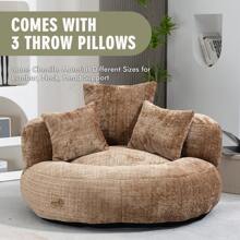 Chenille Lazy Sofa, Single Seat Bean Bag Sofa Chair, High-Back Durable Soft Comfort Recliner, Casual Living Room Sofa Chair, Includes 3 Pillows, Indoor/Outdoor Use, No Assembly Required, Suitable For Living Room, Bedroom, Dormitory And Apartment (Coffee) - 咖啡棕 - 查看 2