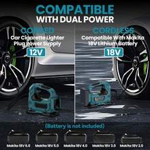 Inflador de neumáticos inalámbrico, compresor de aire portátil con luz LED, con manómetro digital, para coches, motocicletas, bicicletas y pelotas(Excluyendo la batería)